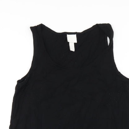 H&M Womens Black Viscose Tank Dress Size XS Scoop Neck Pullover