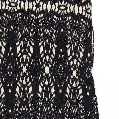 Wallis Womens Black Geometric Viscose Bodycon Size S Scoop Neck Pullover