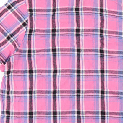 Studio Womens Pink Plaid Cotton Basic Button-Up Size 12 Collared