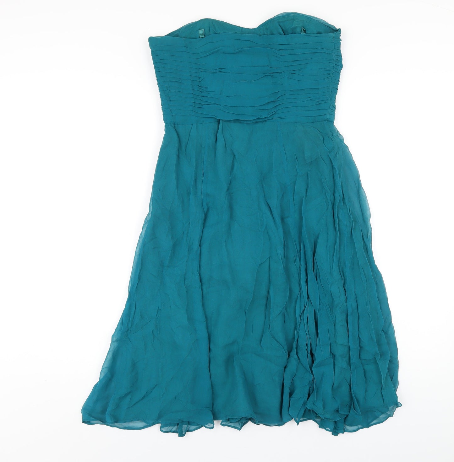 Coast Womens Green Silk A-Line Size 12 Sweetheart Zip