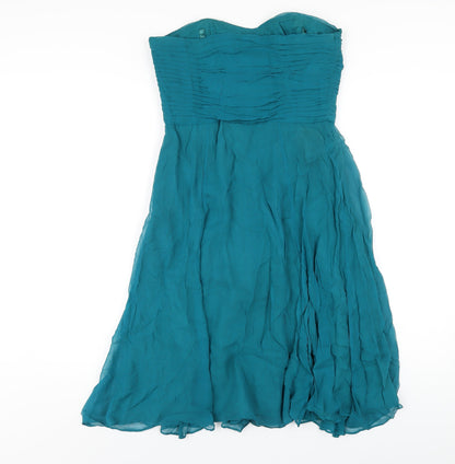 Coast Womens Green Silk A-Line Size 12 Sweetheart Zip