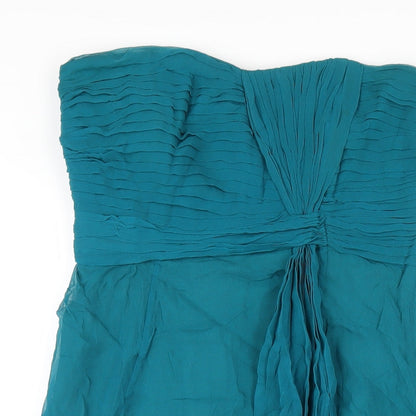 Coast Womens Green Silk A-Line Size 12 Sweetheart Zip