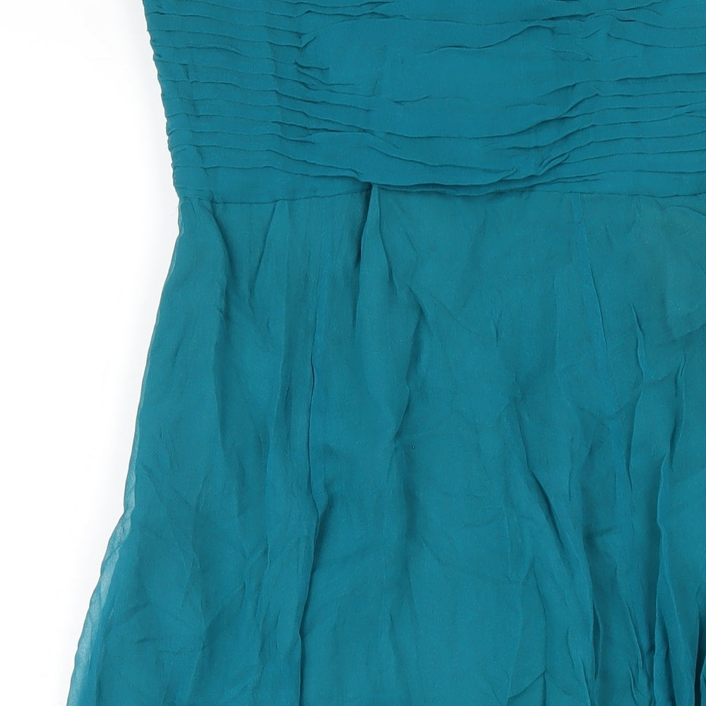 Coast Womens Green Silk A-Line Size 12 Sweetheart Zip