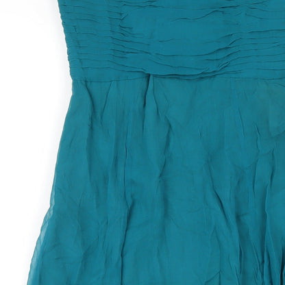 Coast Womens Green Silk A-Line Size 12 Sweetheart Zip