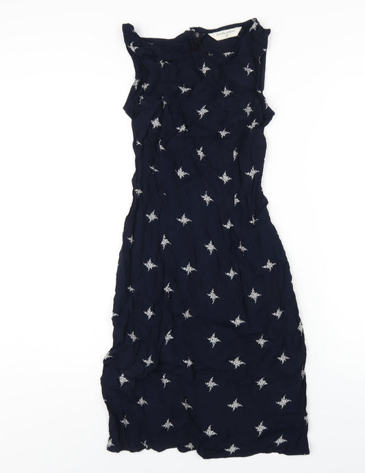 Dorothy Perkins Womens Blue Geometric Polyester A-Line Size 10 Round Neck Zip