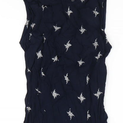 Dorothy Perkins Womens Blue Geometric Polyester A-Line Size 10 Round Neck Zip