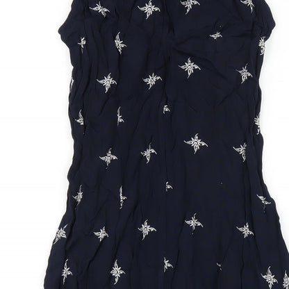 Dorothy Perkins Womens Blue Geometric Polyester A-Line Size 10 Round Neck Zip