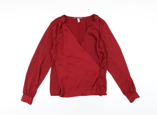 Womens UK Size 10 H&M Red Basic Blouse