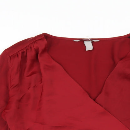 Womens UK Size 10 H&M Red Basic Blouse