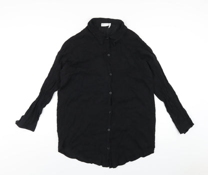 ASOS Womens Black Cotton Basic Button-Up Size 10 Collared