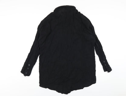 ASOS Womens Black Cotton Basic Button-Up Size 10 Collared