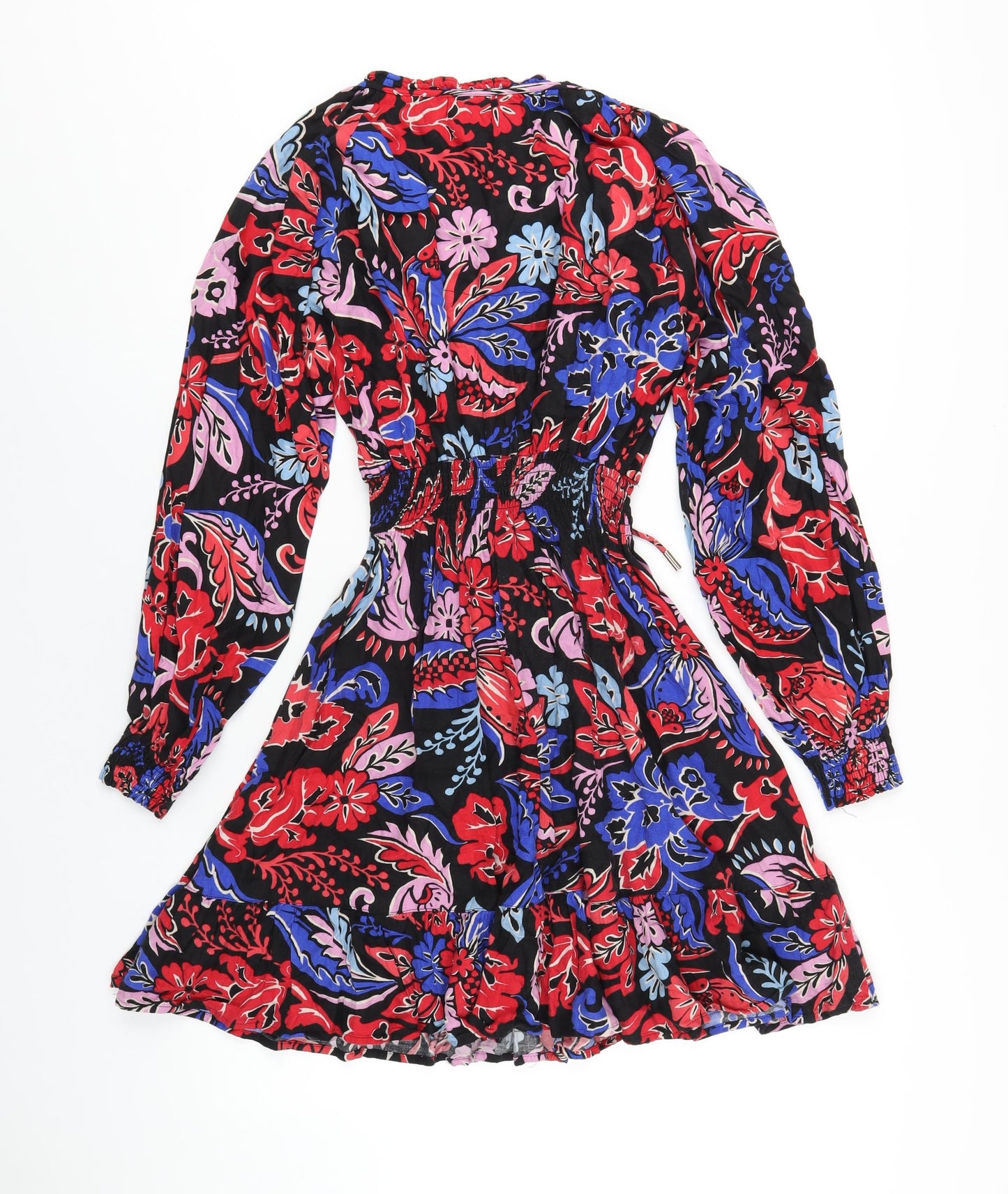 NEXT Womens Multicoloured Geometric Viscose A-Line Size 14 V-Neck Pullover