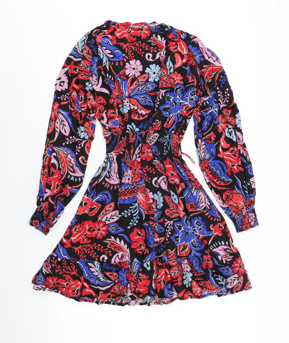 NEXT Womens Multicoloured Geometric Viscose A-Line Size 14 V-Neck Pullover