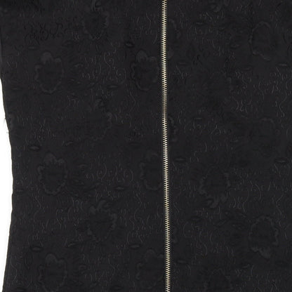 Exhibit Womens Black Polyester A-Line Size 14 Scoop Neck Zip - Beaded Neckline