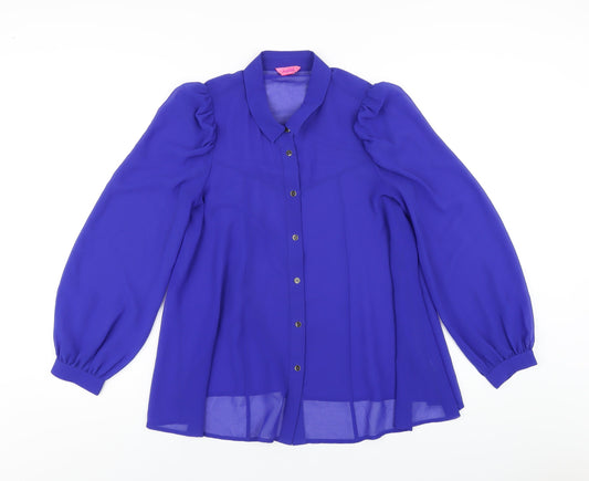 Womens UK Size 8 Monsoon Blue Basic Button-Up