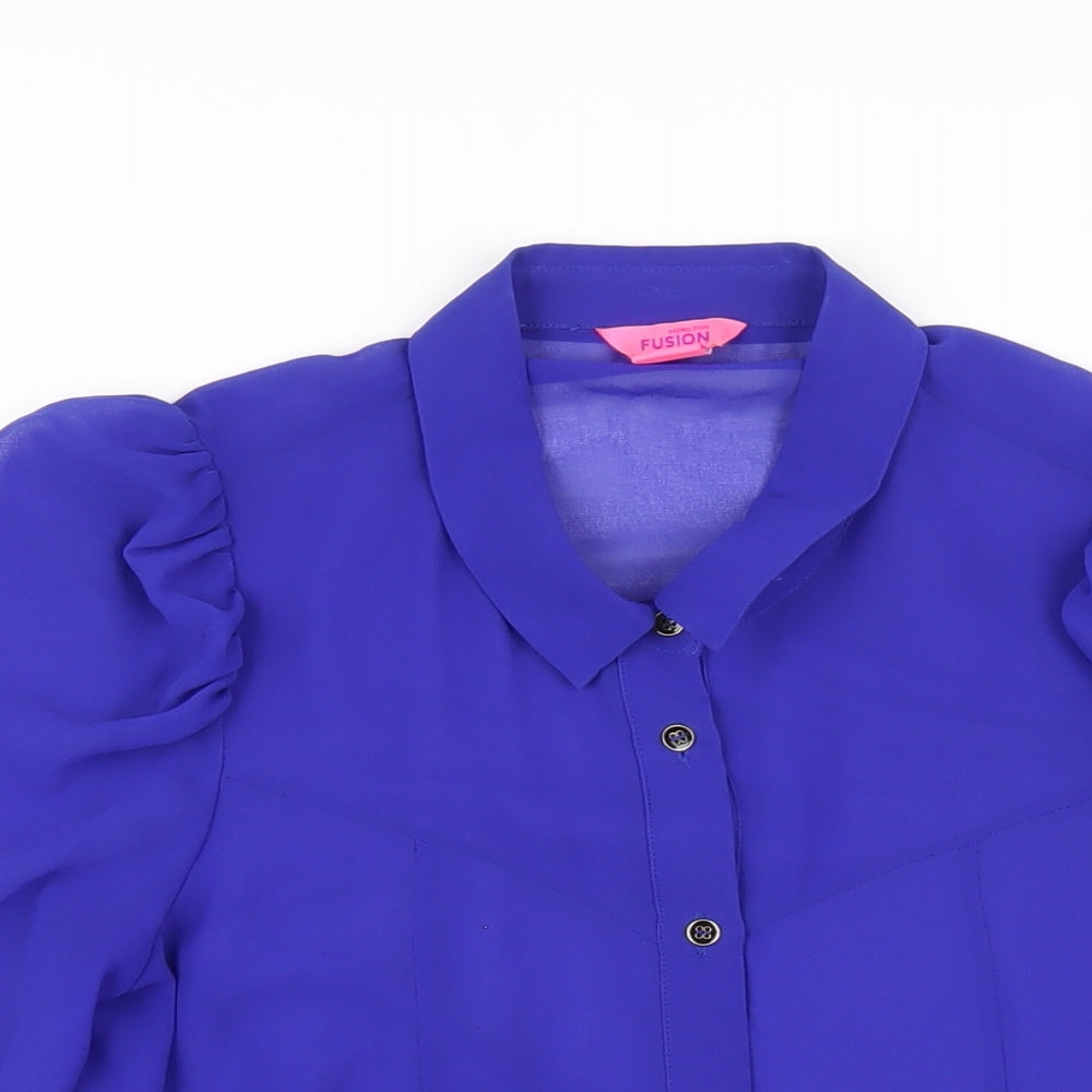 Womens UK Size 8 Monsoon Blue Basic Button-Up