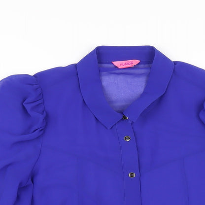 Womens UK Size 8 Monsoon Blue Basic Button-Up