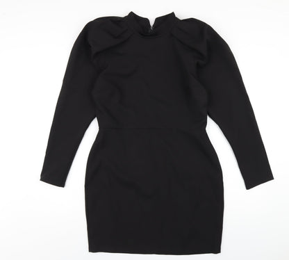 ASOS Womens Black Polyester A-Line Size 12 Mock Neck Zip