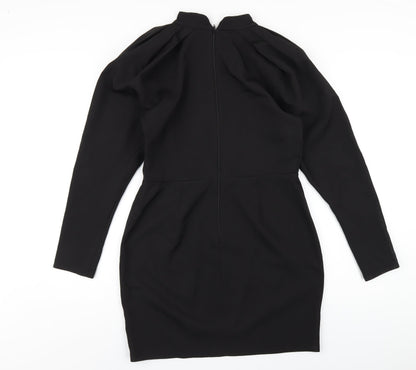 ASOS Womens Black Polyester A-Line Size 12 Mock Neck Zip