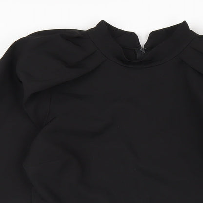 ASOS Womens Black Polyester A-Line Size 12 Mock Neck Zip