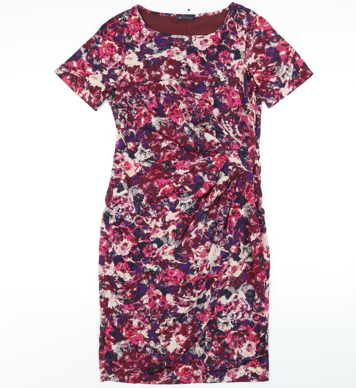 Marks and Spencer Womens Multicoloured Geometric Polyester Bodycon Size 8 Round Neck Zip