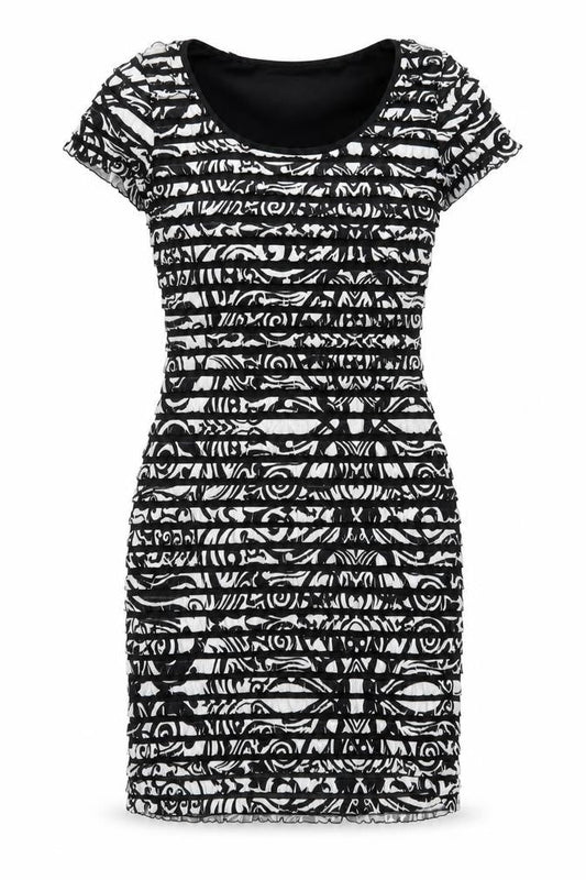 Ronni Nicole Womens Black Geometric Polyester Bodycon Size 8 Round Neck Pullover