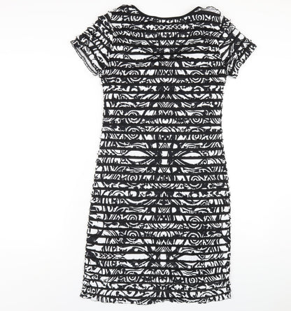 Ronni Nicole Womens Black Geometric Polyester Bodycon Size 8 Round Neck Pullover