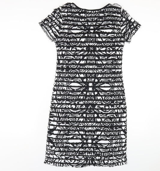 Ronni Nicole Womens Black Geometric Polyester Bodycon Size 8 Round Neck Pullover