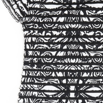 Ronni Nicole Womens Black Geometric Polyester Bodycon Size 8 Round Neck Pullover