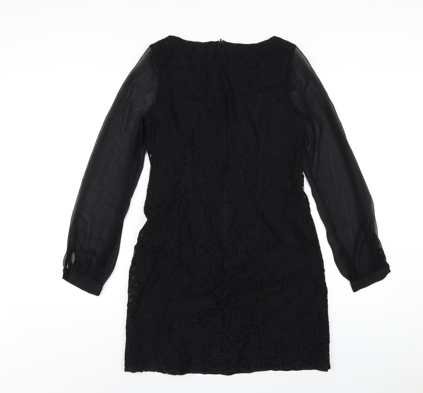Wallis Womens Black Cotton A-Line Size 8 Round Neck Zip