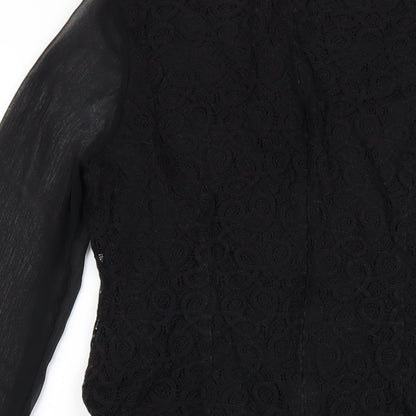 Wallis Womens Black Cotton A-Line Size 8 Round Neck Zip