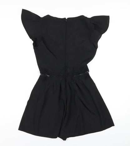 Miss Selfridge Womens Black Polyester Playsuit One-Piece Size 8 Zip