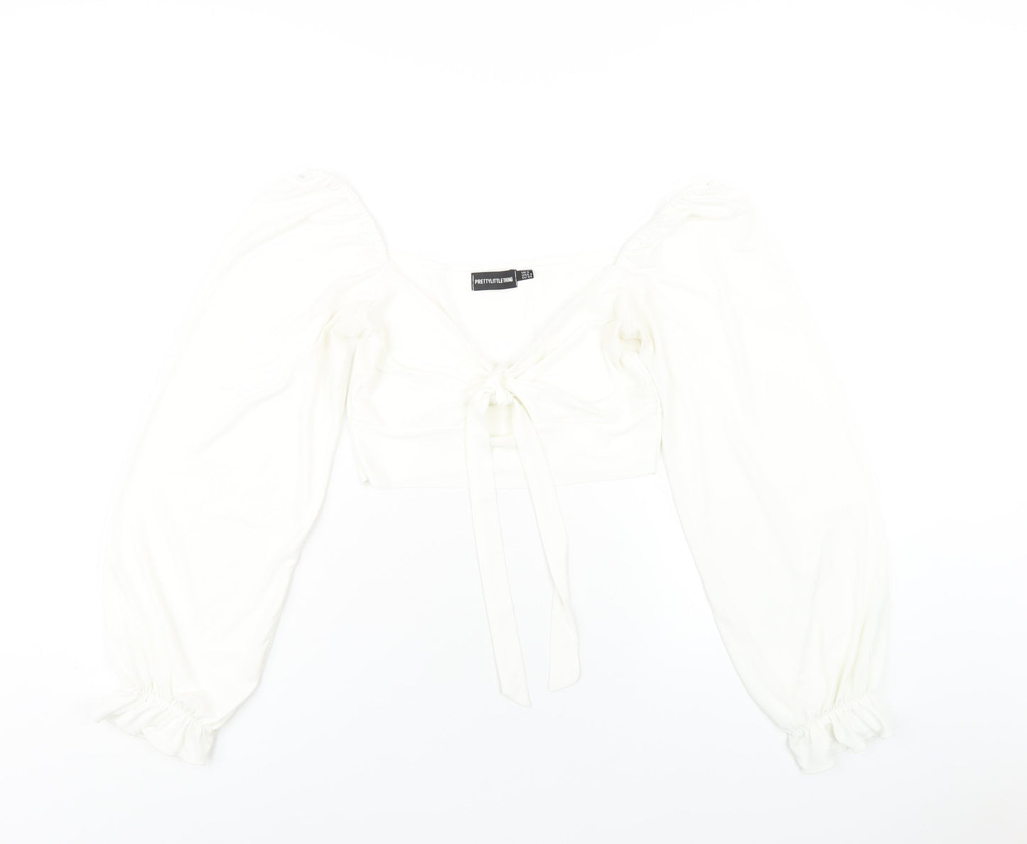 Womens UK Size 6 PRETTYLITTLETHING White Cropped T-Shirt