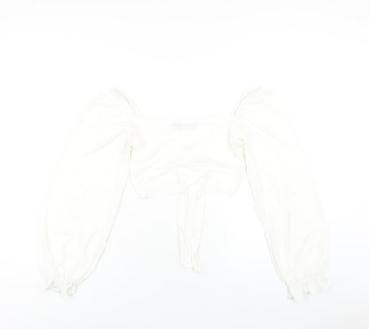 Womens UK Size 6 PRETTYLITTLETHING White Cropped T-Shirt