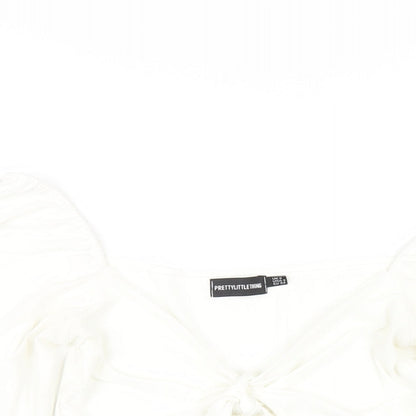 Womens UK Size 6 PRETTYLITTLETHING White Cropped T-Shirt
