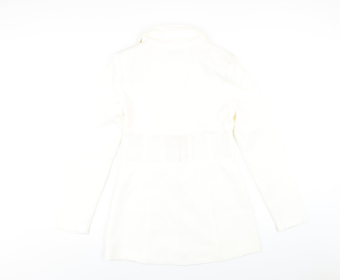 In the Style Womens White Polyester Jacket Dress Size 10 Collared Hook & Eye