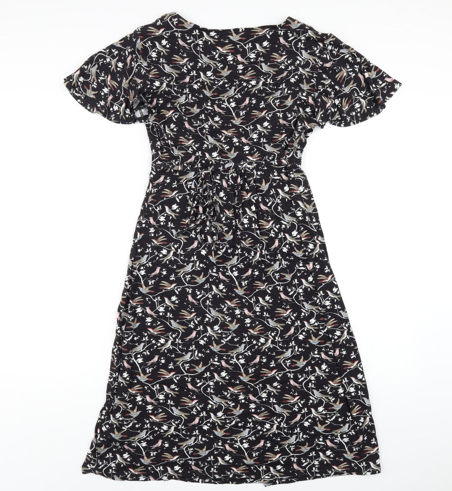 Monsoon Womens Black Geometric Viscose A-Line Size 10 V-Neck Pullover