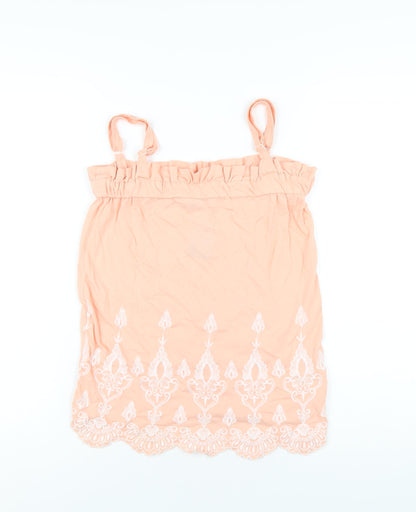 Select Womens Pink Cotton Camisole T-Shirt Size 8 Square Neck