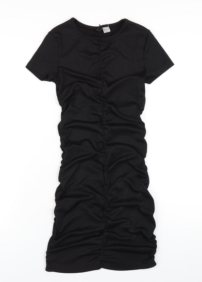 H&M Womens Black Polyester Bodycon Size S Round Neck Pullover