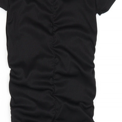 H&M Womens Black Polyester Bodycon Size S Round Neck Pullover