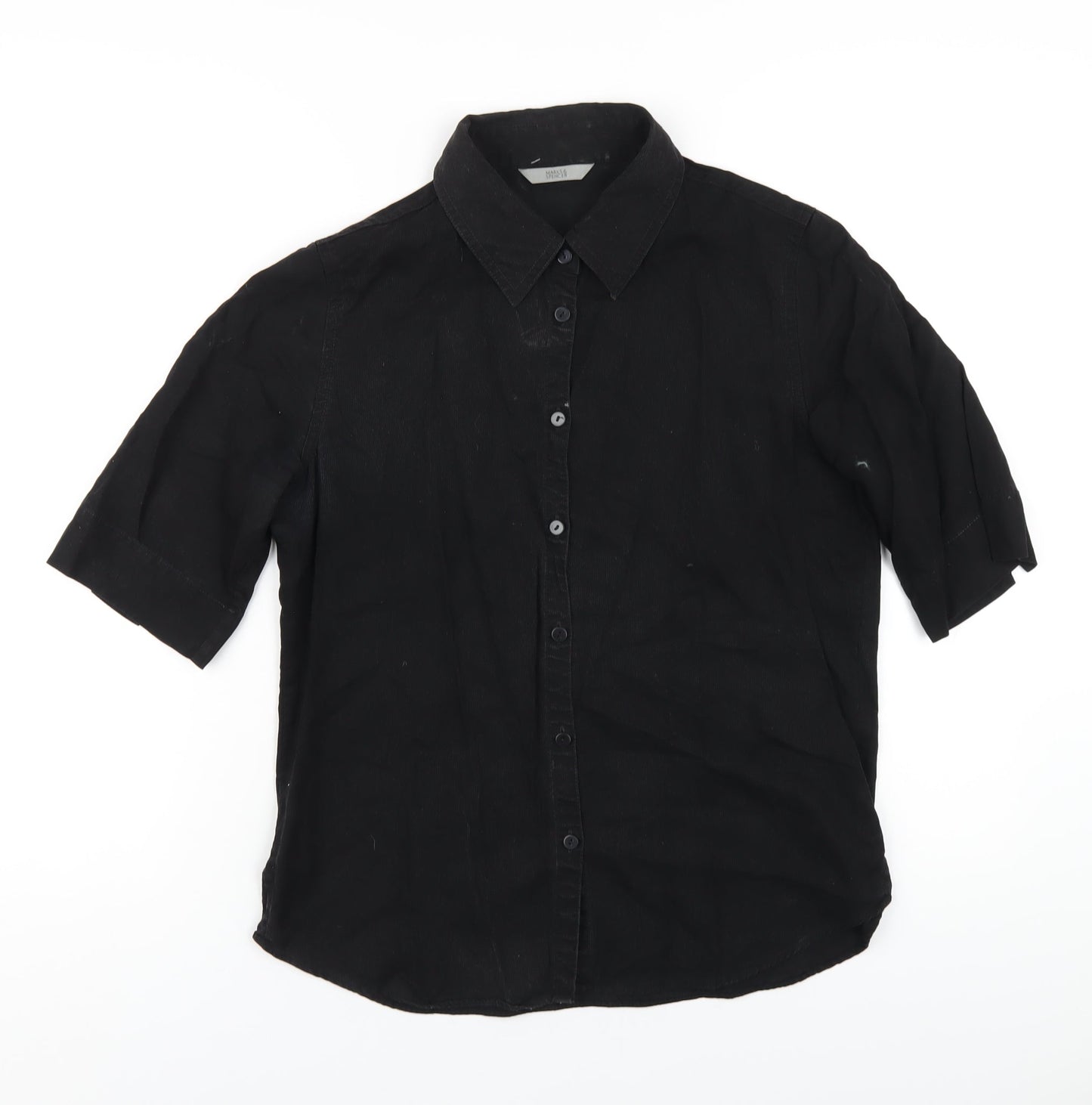 Womens UK Size 10 Marks and Spencer Black Basic Button-Up