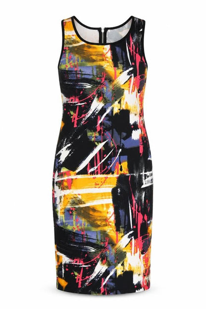 H&M Womens Multicoloured Geometric Polyester Bodycon Size S Round Neck Zip