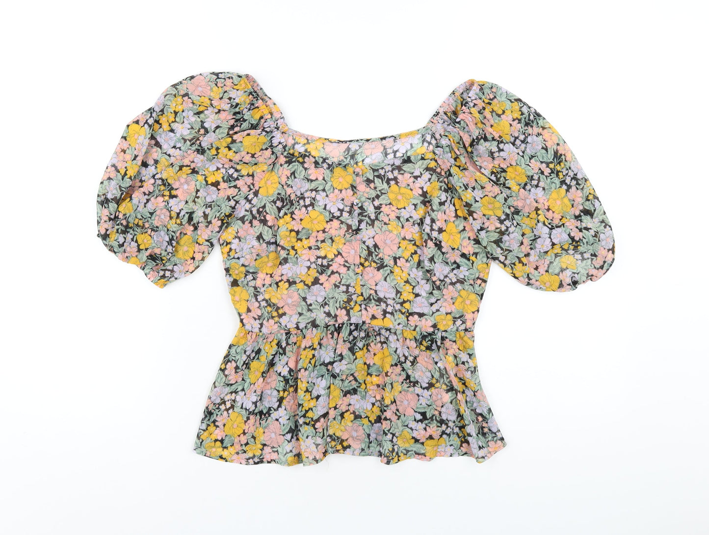 Womens UK Size 6 New Look Multicoloured Cropped T-Shirt