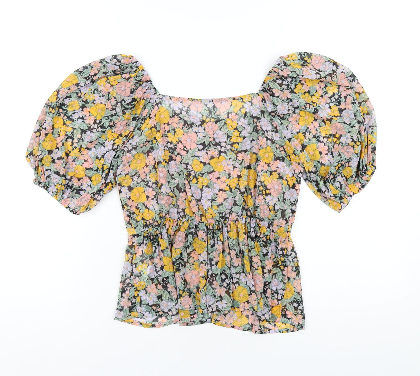 Womens UK Size 6 New Look Multicoloured Cropped T-Shirt