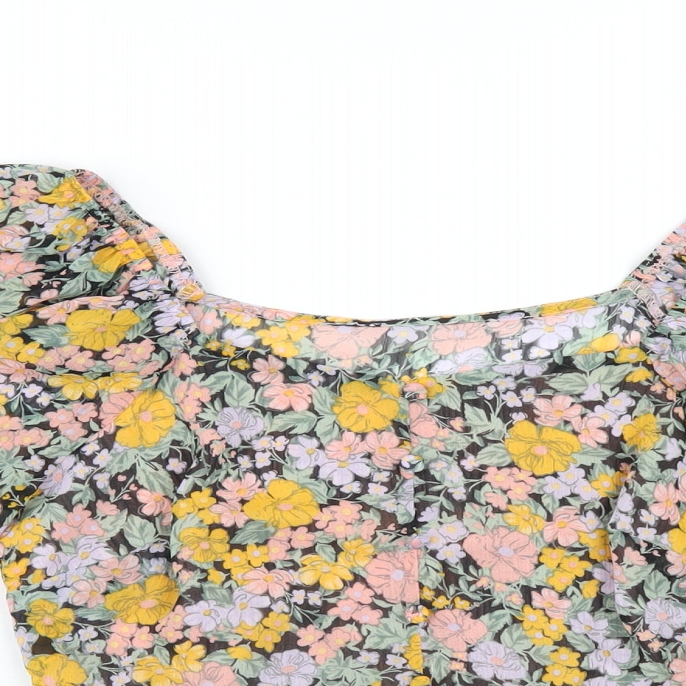 Womens UK Size 6 New Look Multicoloured Cropped T-Shirt