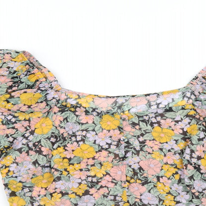 Womens UK Size 6 New Look Multicoloured Cropped T-Shirt