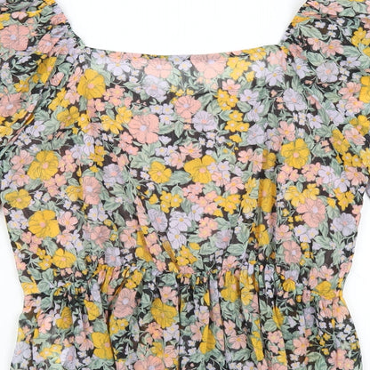 Womens UK Size 6 New Look Multicoloured Cropped T-Shirt