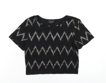 Womens UK Size 10 Topshop Black Cropped T-Shirt