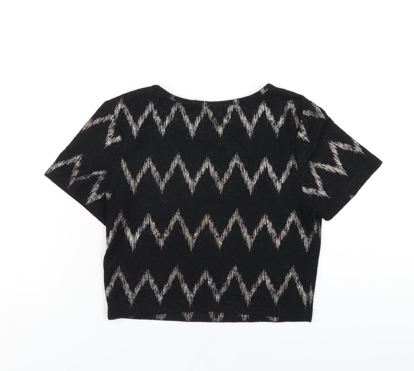 Womens UK Size 10 Topshop Black Cropped T-Shirt