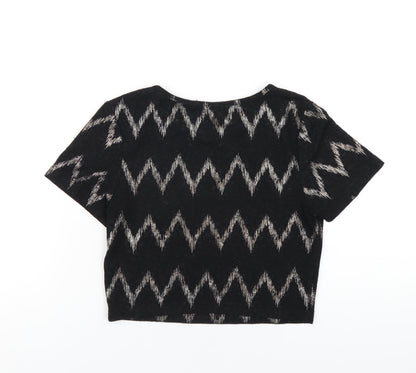 Womens UK Size 10 Topshop Black Cropped T-Shirt